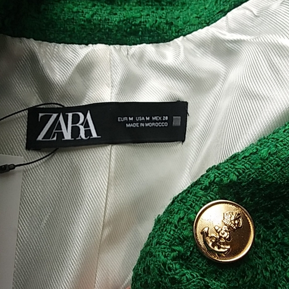 NWT Zara Green Texture Long Blazer Coat. Size M - Picture 12 of 17